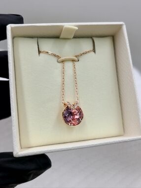 Rose Gold Pink Crystal Pendant Necklace - SWAROVSKI